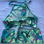 Floral Halter Cutout Dress Blue Size M Photo 4