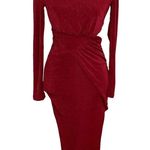 Misha Vina Drape Knit Long Sleeve Cut Out Midi Dress Wine Size 2 NWT Red Photo 11