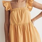 Madewell Tiered Ruffled Cotton Mustard Yellow Mini Dress Sz XS Photo 0