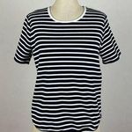 Oak + Fort  Blue Stripe Short Sleeve Top Small Photo 0