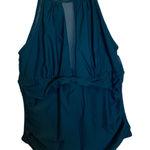 Tempt Me  high neck plunge mesh ruched one piece swim suit blue Photo 0