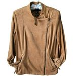Adrienne Vittadini Womens Tan Camel Faux Suede Moto Jacket Asymmetrical Zip M Photo 0