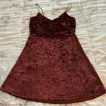 Garage velvet burgundy maroon dark red Y2K spaghetti straps mini dress, size XS Photo 7