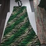 Fresh Of L.A Keyhole Beaded Halter Maxi L Animal Print Vacation Dopamine Boho Green Size L Photo 3