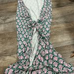 Boden Green Pink Shell Print Joanna Cap Sleeve Tie Wrap Midi Dress Size 6R Photo 4