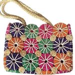 Straw colorful artisan circle pattern purse Photo 0