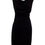 David Meister  Ruched Sheath Drape Neckline Black Mini Casual Silhouette Dress Photo 2