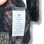 Floral Lace Black Long Sleeve Boat Neck Romantic Sleepwear Lingerie Mini Dress Size M Photo 3