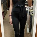 Free People movement black deep v tie waist jumpsuit Photo 3