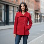 Body Central  Large Red Double Breasted Pea Coat Women's Warm Winter Jacket Photo 1