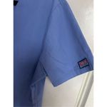 Cherokee Workwear Blue Snap Button Up Scrub Top Woman’s Size XS Photo 2