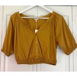 Aerie NWT mustard yellow cropped puff sleeve blouse XS Photo 1