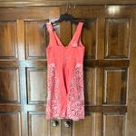 Yoana Baraschi  Size 4 Linen Dress Coral Embroidered Sleeveless Photo 3
