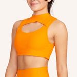 Peloton Women’s M Cadet Rib High Neck Cutout Sports Bra Bright Orange Athletic Photo 0