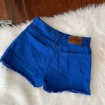 90s Vintage Cobalt Blue High Waisted Shorts Denim Cut Offs Size 9 Photo 5