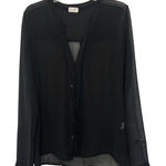 Brandy Melville John Galt Sheer Black Button Up Long Sleeve Top O/S Whimsigoth Dark Romantic Photo 0
