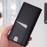  Bifold Long Slim Wallets for men, Leather RFID Blocking Credit Card Holder with ID Window Photo 4