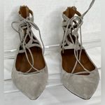 Aquazzura Firenze Flats in Grey Suede, Sz 39 1/2. Gray Photo 1