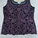Metaphor  Black Purple Sparkly Beaded Sequin Pattern Tank Top Velvet Whimsigoth L Photo 2
