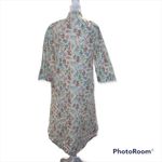 Andrew McMullan Vintage Floral Cotton Button Up Housecoat‎ Size Small White Photo 3