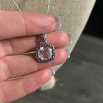 Nice VTG Sterling Silver Marcasite & Quartz Pendant Necklace 16" Photo 3