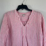 L.L.Bean  Linen Striped Coastal Blouse Size Large Photo 1