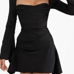 House Of CB NWOT Toira keyhole mini flare satin black dress size XS Photo 0