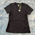 NWT! Planet Koi Black Longevity Scrub Top XXS Photo 0