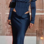 House Of CB 'Dana' & Charlene Navy Puff Sleeve Corset & Maxi skirt Set NWOT L Photo 0