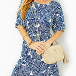 Lilly Pulitzer NWT Parigi Boat Neck Romper Aegean Navy Beach Path Photo 0