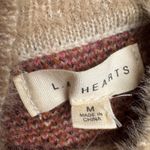 LA Hearts Knit Floral Vest Sweater Tan Pink Brown Black Mock Neck Sleeveless M Photo 2