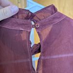 Maven West Maven‎ West Maroon Blouse Cupro USA XS cut out mock neck Long sleeve Boho Photo 7