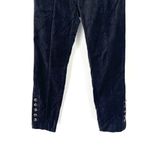 Anthropologie The Essential Slim Black Velvet Corduroy Button Ankle Crop Pants Photo 4