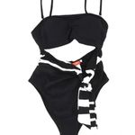 River Island Cut Out Tie Waist Bandeau One Piece Swimsuit Black Size 8 NWT Photo 3