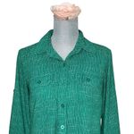 CAbi  429 Emerald Green Dotted Kelly Shirt Dress S 3/4 Roll Tab Sleeves Photo 7