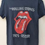 The Rolling Stones  T-Shirt Graphic 1975 US Tour Short Sleeve Blue Size XS Photo 0