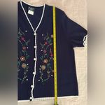 Vintage Southern Lady Cardigan XL Blue Fairygoth Embroidered Short Sleeve Photo 3