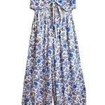 Patrons of Peace  NWT Floral Smocked Strapless Front Tie Wide Leg Jumpsuit S Photo 0