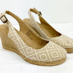 G.H. Bass Edie Sling Back Espadrille Wedges Tan Cream 8.5 Photo 0