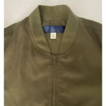 Army Green Satin Bomber Jacket Womens Size Medium Trucker Photo 9