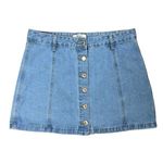 Forever 21 Button Front Medium Wash Denim Mini Skirt Photo 12