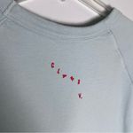 Clare V. Pale Blue Sweatshirt with Poppy Lips Sz L Size L Photo 3