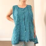 Johnny Was Blue Buttoned Relaxed Tank Top Photo 3