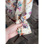 Blouse floral 1970s button up orange green pink bright Size M Photo 9