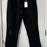 Good American NWT Black Good Boy Straight Leg Denim Jeans Busted Knee 6/28 Photo 2