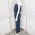 Poetry  Boho Smocked Strapless Wide Leg Chambray Jumpsuit Denim Blue Small Photo 1