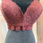 Aerie Maroon Red Lace Bra Bralette Padded Adjustable Ruffle 38DD Photo 2