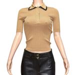 NAKEDCASHMERE Austria Ribbed Polo, Bare Black, XS Tan Photo 7