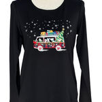 Karen Scott  Medium Top Holiday Van w/ Dogs Festive Christmas Long Sleeve Stretch Photo 0
