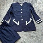 Studio I Vintage Nautical Blazer & Pants Set Navy White 16 Photo 0